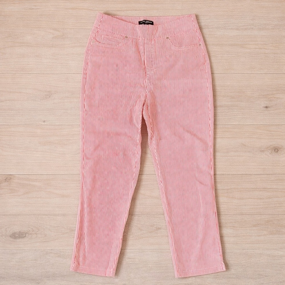 Mario Serrani Pink White Stripe Ankle Pants | Stretch | Size S